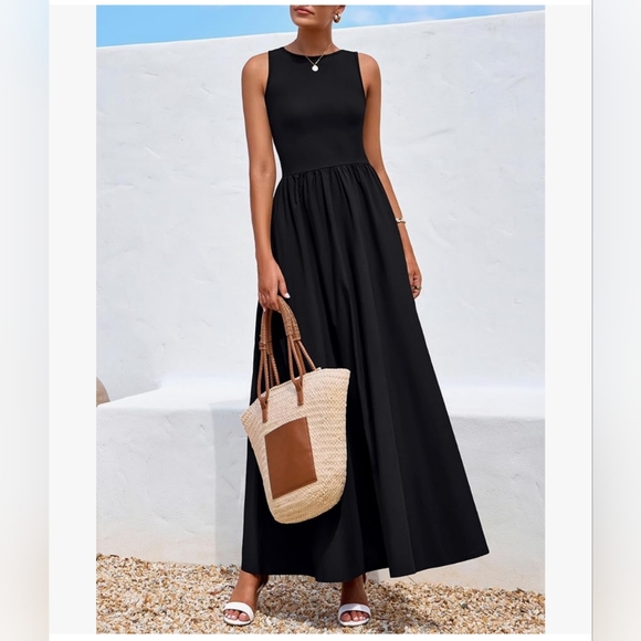 Elegant Black Sleeveless Maxi Dress Size M Medium - Picture 5 of 8